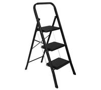 Futura Slimline 3 Step Ladder, Folding Step Stool, 150kg Capacity, Black