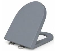 Futura Soft Close D Shape Toilet Seat, Quick Release, Grey | Premium thermoplastic seat with one-button quick release, adjustable hinges, top or bottom fixing and a 42.5 x 36cm fit.