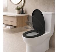 Futura Toilet Seat Soft Close D Shape Premium Thermoplastic Universal in Black | Size: 50 cm Futura Black 50 cm