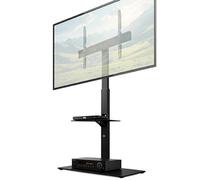 Futura Floor TV Stand for 30-75 Inch TVs, Swivel, VESA 600x400, 1x Shelf | Supports TVs up to 40kg with 37° swivel, 6 height settings, 10kg media shelf, glass base, cable management and VESA 600x400.