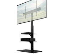 Futura Tv Floor Stand 30 To 75 Inch Height Adjustable Swivel Mount With Two Shelves Supports 40Kg