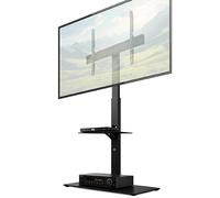 Futura TV Floor Stand for 30-75 Inch TVs, Swivel Bracket & Height Adjustable, Universal TV Stand with Shelf, Tempered Glass Base, Max VESA 600x400mm, 40kg Capacity & Cable Management