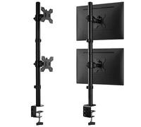 Futura Dual Monitor Stand 13-32 Inch Vertical Arm, Height Adjustable Monitor Arm & Mount, Clamp Mount, Each Arm Holds 8kg, 45° Tilt, 180° Swivel, 360° Rotation, VESA 75x75 & 100x100mm