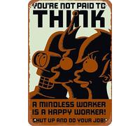 Futurama Poster - You're Not Paid to Think Vintage Metal Tin Sign,Wall Decor For Bars,Coffee Bar Decor,Home Wall Decor 12X8 Inch