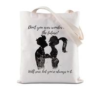Futurama Tote Bag Fry And Leela Reusable Grocery Shopping Bag Don't You Ever Wonder Quote Shoulder Bag Couples Gift (The Future Tote)
