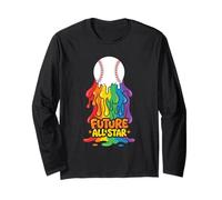 Future All-Star Baseball Rainbow Drip Youth Player Long Sleeve T-Shirt
