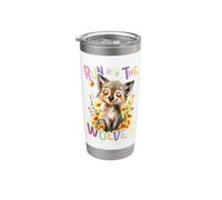 Future Alpha Wolf with Flowers Cute Wolves Animal Moon Stainless Steel Insulated Tumbler