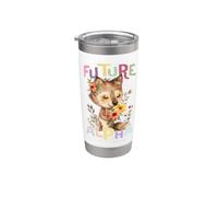 Future Alpha Wolf with Flowers Cute Wolves Animal Moon Stainless Steel Insulated Tumbler