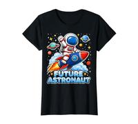 Future Astronaut On The Moon Astronomy Outer Space Kids Boys Value Graphic T-Shirt, Women, Black, XS