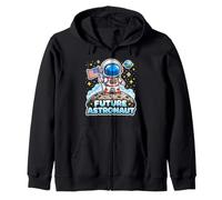 Future Astronaut On The Moon Astronomy Outer Space Kids Boys Zip Hoodie