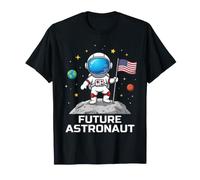 Future Astronaut On The Moon Astronomy Outer Space USA Flag T-Shirt