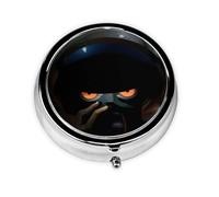 Future Astronauts A Round Mini Pillbox with Three Compartments for Storing Vitamins, Fish Oil, and Nutritional Supplements.