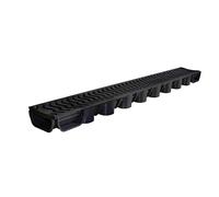 Future Build Supplies Ltd 2 x Black Low Flow Shallow Flow Drain Plastic Grating 50mm Deep x 1m Length x 129mm Width Drainage Channel suitable for Garden and Driveways including endcap & outlet Pack