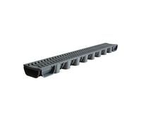 Future Build Supplies Ltd 6 x Grey Low Flow Shallow Flow Drain Plastic Grating 50mm Deep x 1m Length x 129mm Width Drainage Channel suitable for Garden and Driveways including endcap & outlet Pack
