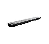 Future Build Supplies Ltd 8 x Black Low Flow with a Galvanised steel Grating 50mm Deep x 1m Length x 129mm Width Drainage Channel suitable for Garden Driveways including endcap & outlet Pack
