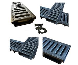 Future Build Supplies Ltd 9 x Black Ultra Low Profile Shallow Flow Drain Plastic Grating 50mm Deep x 1m Length x 125mm Width Drainage Channel suitable for Garden Patios and Driveways