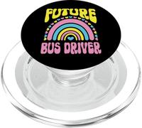 Future Bus Driver Bright Retro Rainbow Occupation PopSockets PopGrip for MagSafe