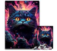 Future Colorful Psychedelic Cat Jigsaws 1000 Pieces for Adults Paper Jigsaw Puzzles for Adults for Parents, Lovers, Friends Age 1000 PCS(38x26cm)