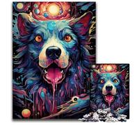 Future Colorful Psychedelic Dog Jigsaws 1000 Pieces for Adults Puzzles for Adults Family Fun Activity Brain Challenge for Teenager 1000 PCS(75x50cm)