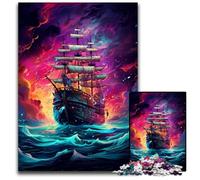 Future Colorful Psychedelic Pirate Ship Jigsaw Puzzle 1000 Pieces Paper Jigsaw for Teenagers, Family Game Night, BrainChallenging Gift Idea 1000 PCS(38x26cm)
