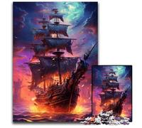 Future Colorful Psychedelic Pirate Ship Puzzles for 1000 Piece Wooden Puzzles Brain Challenge Game for Teenagers & Family Interaction 1000 PCS(75x50cm)