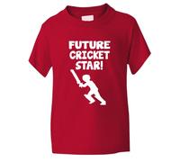 Future Cricket Star Funny Boys/Girls T-Shirt 9-11 Red