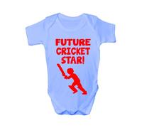 Future Cricket Star/Sport ~ Funny Babygrow ~ Babies Gift Boy/Girl Vest Babies 12-18 Blue