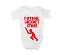 Future Cricket Star/Sport ~ Funny Babygrow ~ Babies Gift Boy/Girl Vest Babies 12-18 White