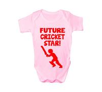 Future Cricket Star/Sport ~ Funny Babygrow ~ Babies Gift Boy/Girl Vest Babies 3-6 Pink