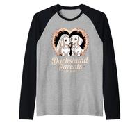 Future Dachshund Parents 2026 Floral Doxie Duo Raglan Baseball Tee