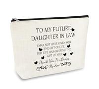 Future Daughter in Law Gift Makeup Bag Birthday Wedding Valentines Gifts for Daughter in Law Cosmetic Bag Bridal Shower Gifts for Bride Bonus Daughters Gift from Mom Zipper Travel Toiletry Pouch