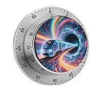 Future Energy Train Mechanical Kitchen Timer 60 Minute Wind Up Countdown Clock with Magnetic Back Loud Alarm Stainless Steel Manual Timer for Cooking Baking Classroom Home Gym