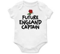 Future England Captain Babygrow Rugby Boy Girl Vest English Rose Funny Nations England Supporters, 3-6 Months, White