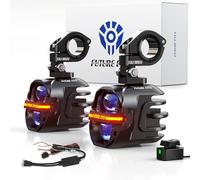 Future Eyes Motorcycle Fog Lights 120W LED Amber Auxiliary Driving Lights with DRL & Strobe, IP67 Waterproof Motorcycle Light for Night Riding, Off-Road, Dirt Bike, ATV, UTV, Golf Cart