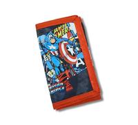FUTURE FOUNDERS Age of Ultron Marvel Captain America Wallet -Slim Trifold Wallet for Kids, Teens & Adults- Black & Red Canvas Purse- Secure Velcro Closure, Gift for School, Travel & Holidays