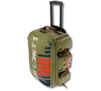 FUTURE FOUNDERS Vintage Army-Inspired Captain America 19-Inch Canvas Carry-On Cabin Bag- Olive Green Soft Cabin Luggage with Wheels, Telescopic Handle & Side Pockets- Lightweight Travel Gift