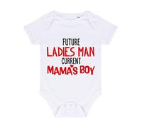 Future Ladies Man Current Mama's boy Statement Baby Grow Vest, 0-3 Months, White