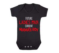 Future Ladies Man Current Mama's boy Statement Baby Grow Vest, 6-12 Months, Black
