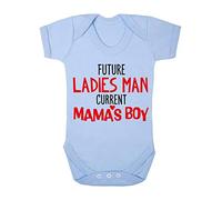 Future Ladies Man Current Mama's boy Statement Baby Grow Vest, 6-12 Months, Pastel Blue