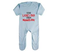 Future Ladies Man Current Mama's boy Statement Baby Romper Jumpsuit with feet, 0-3 Months, Pastel Blue