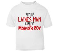 Future Ladies Man Current Mama's boy Statement Short Sleeve Cotton Toddler t Shirt, 1-2 Years, White