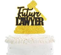 Future Lawyer 2024 Graduation Cake Topper - Congrats Class Of 2024 Gold Glitter Scales of Justice Cake Décor - Cheers To Law School Master Graduate Party Decoration