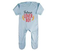 Future Lover boy Statement Baby Romper Jumpsuit with feet, 0-3 Months, Pastel Blue