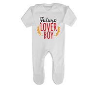 Future Lover boy Statement Baby Romper Jumpsuit with feet, 0-3 Months, White