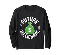 Future Millionaire Funny Moneybags Rich Dollar Bills Bitcoin Long Sleeve T-Shirt