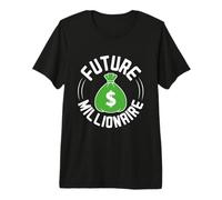 Future Millionaire Funny Moneybags Rich Dollar Bills Bitcoin Premium T-Shirt