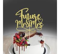 Future Mr and Mrs Cake Topper,Golden Glitter Bridal Shower Cake Pick Decorations- for Wedding Engagement Theme Party Decoration,Anniversary/Bachelor Party Decorations Supplies