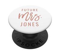 Future Mrs Jones Personalized Blush Pink and White Gift PopSockets PopGrip: Swappable Grip for Phones & Tablets