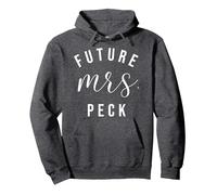 Future Mrs. Peck I Said Yes Personalized Customized Fiancee Pullover Hoodie, Adult Unisex, Dark Heather Grey, Small