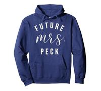 Future Mrs. Peck I Said Yes Personalized Customized Fiancee Pullover Hoodie, Adult Unisex, Navy Blue, Medium